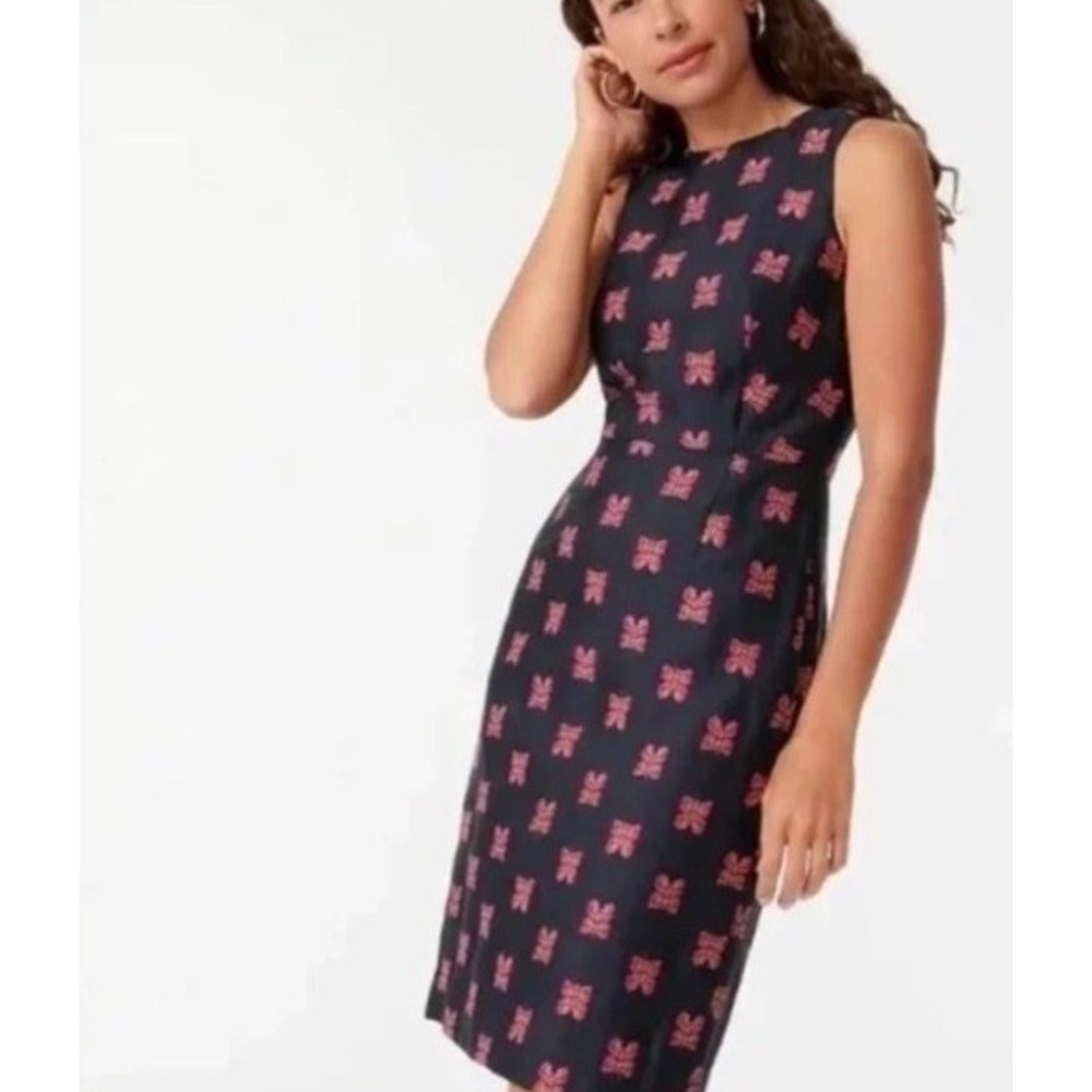 J.Crew Navy Butterfly Print Sleeveless Sheath Dress Size 2 Petite NWT J Crew